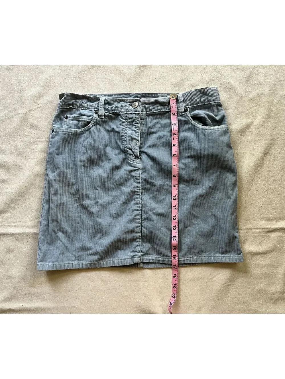 Vintage J.Crew Light Blue Corduroy A-Line Mini Skirt 5-Pocket Made in Macau